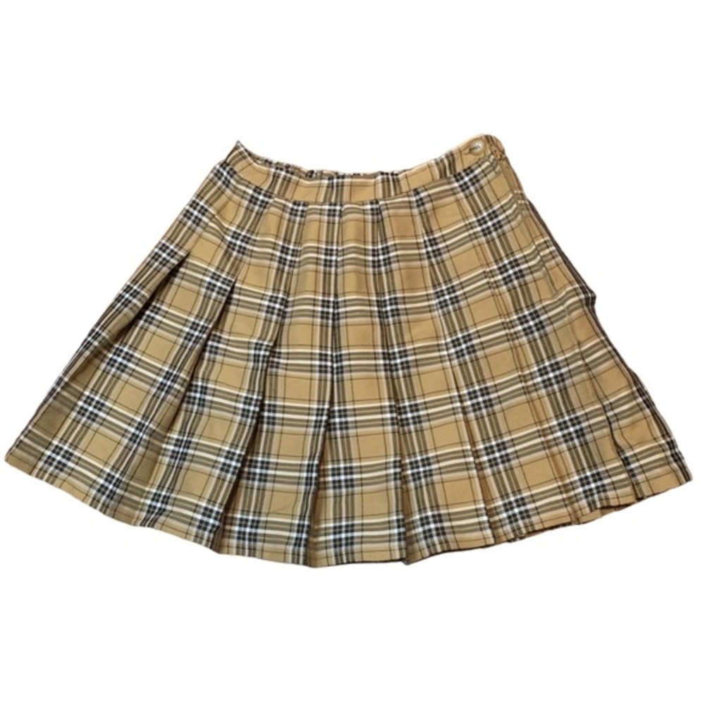 Wild Fable plaid School Girl style Pleated Skirt. Tan Black & White